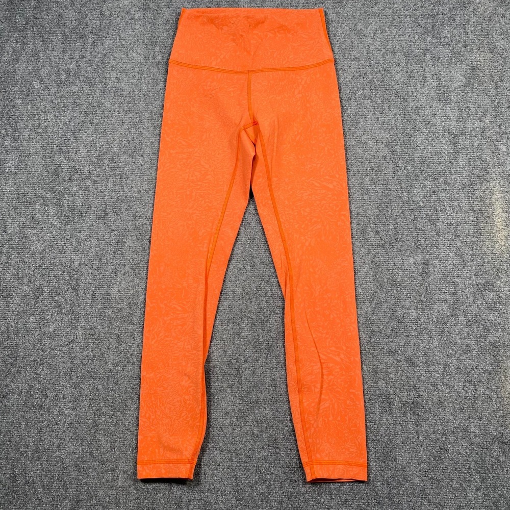 Lululemon Wunder Train High-Rise Tight Crop Wash Print Orange Women's 4